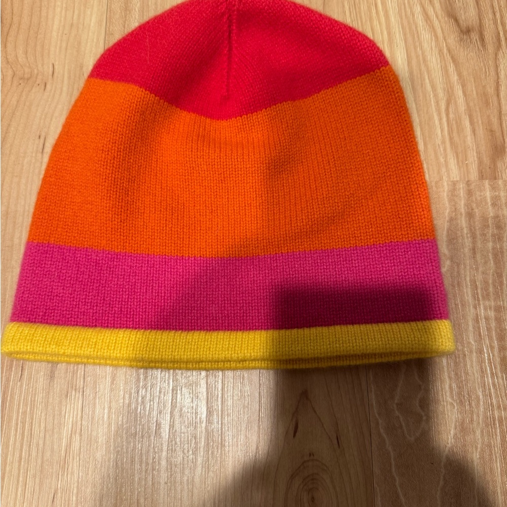 NWOT, 100% Cashmere Colorful Striped Women’s Beanie